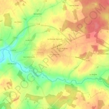 Mappa topografica Les Chaumes, altitudine, rilievo