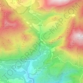 Mappa topografica Tíscar, altitudine, rilievo