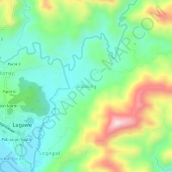 Mappa topografica Boliwong, altitudine, rilievo