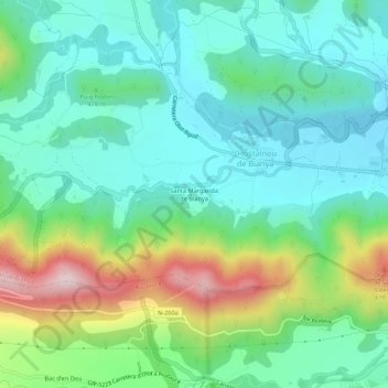 Mappa topografica Santa Margarida de Bianya, altitudine, rilievo