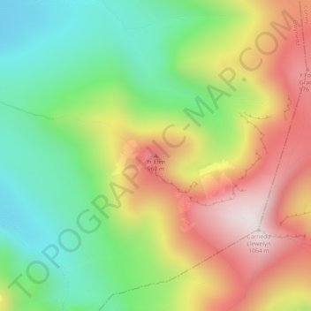 Mappa topografica Yr Elen, altitudine, rilievo