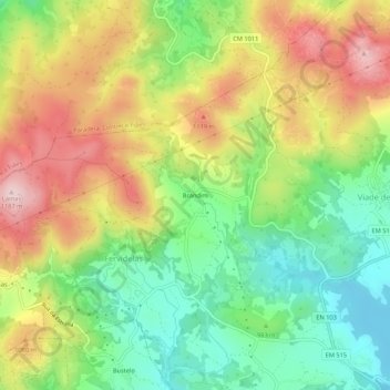 Mappa topografica Brandim, altitudine, rilievo