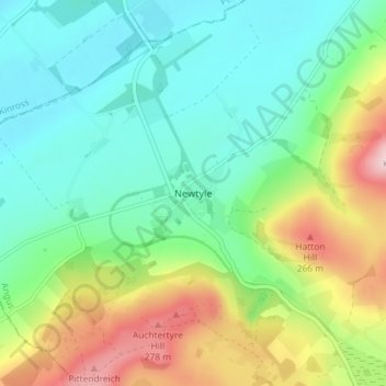 Mappa topografica Newtyle, altitudine, rilievo