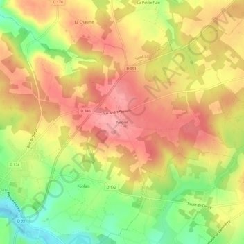 Mappa topografica Negret, altitudine, rilievo