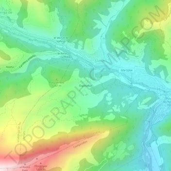 Mappa topografica Espinalba, altitudine, rilievo
