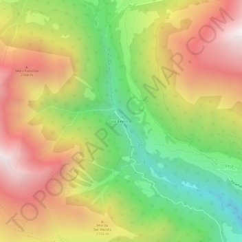 Mappa topografica Val Sinestra, altitudine, rilievo