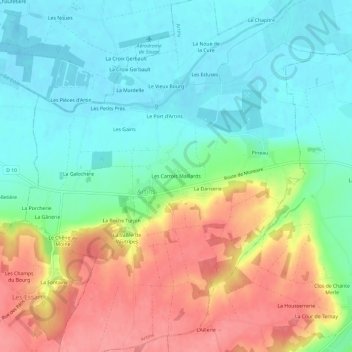 Mappa topografica Les Carrois Maillards, altitudine, rilievo