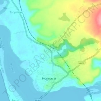 Mappa topografica Ramatirtha, altitudine, rilievo