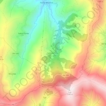 Mappa topografica Soito da Ruiva, altitudine, rilievo