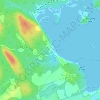Mappa topografica Owls Head Harbour, altitudine, rilievo