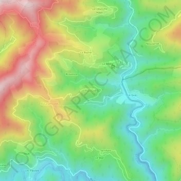 Mappa topografica Flacouze, altitudine, rilievo