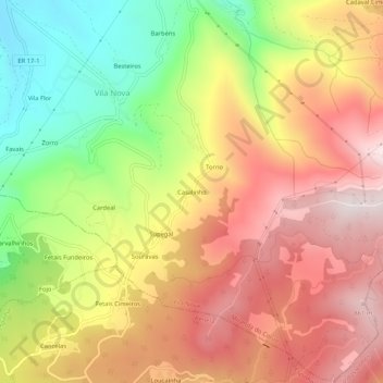 Mappa topografica Casalinho, altitudine, rilievo