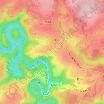 Mappa topografica Ollomont, altitudine, rilievo