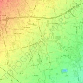 Mappa topografica Bessica, altitudine, rilievo