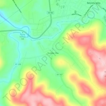 Mappa topografica Number One, altitudine, rilievo