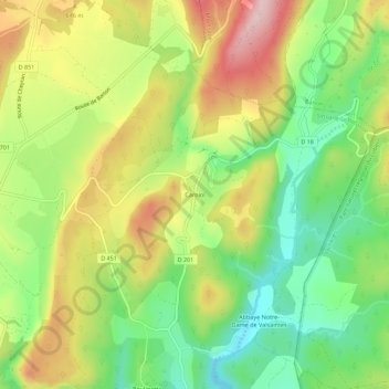Mappa topografica Carniol, altitudine, rilievo