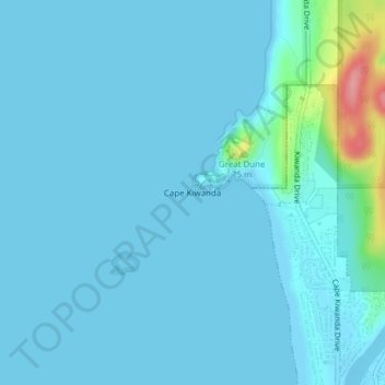 Mappa topografica Cape Kiwanda, altitudine, rilievo