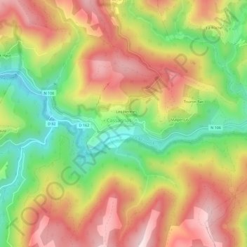 Mappa topografica Lou Plantario, altitudine, rilievo