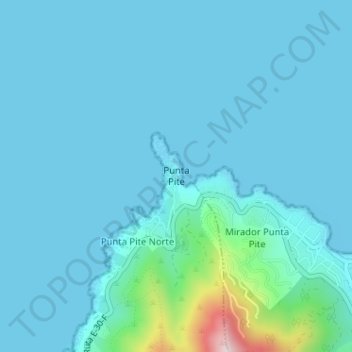 Mappa topografica Punta Pite, altitudine, rilievo