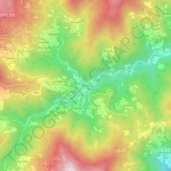 Mappa topografica Anzola, altitudine, rilievo