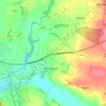 Mappa topografica Red Bull, altitudine, rilievo