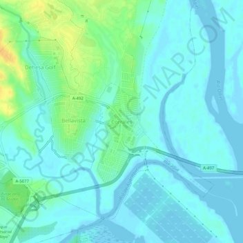Mappa topografica Corrales, altitudine, rilievo