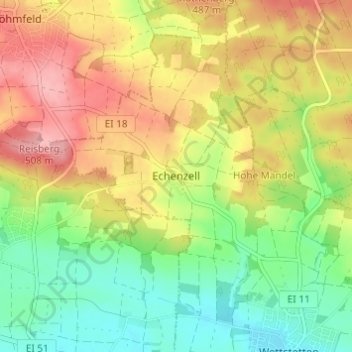 Mappa topografica Echenzell, altitudine, rilievo