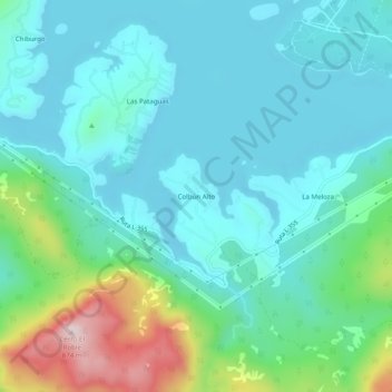Mappa topografica Colbún Alto, altitudine, rilievo