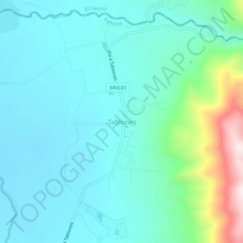 Mappa topografica Tablones, altitudine, rilievo