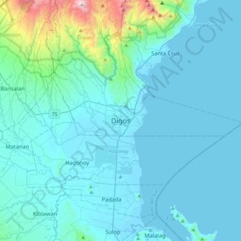 Mappa topografica Digos, altitudine, rilievo