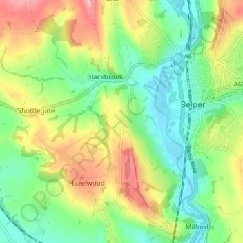 Mappa topografica Farnah Green, altitudine, rilievo