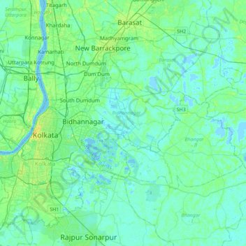 Mappa topografica New Town, altitudine, rilievo