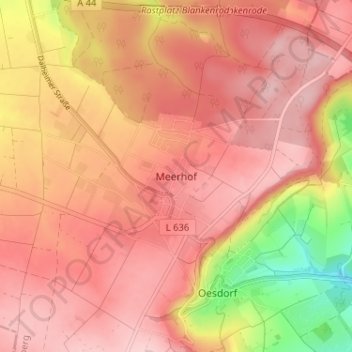 Mappa topografica Meerhof, altitudine, rilievo