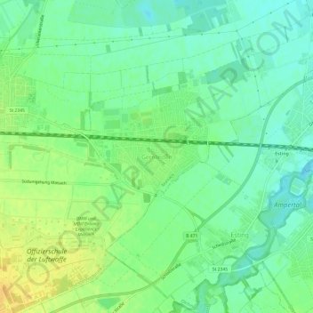 Mappa topografica Gernlinden, altitudine, rilievo