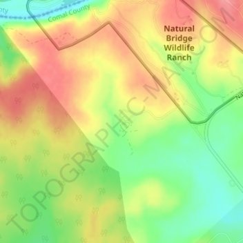 Mappa topografica Natural Bridge Caverns, altitudine, rilievo