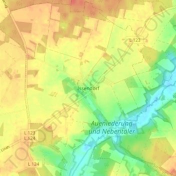 Mappa topografica Issendorf, altitudine, rilievo