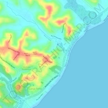 Mappa topografica Alto da favela, altitudine, rilievo