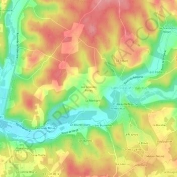 Mappa topografica Les Grandes Pièces, altitudine, rilievo