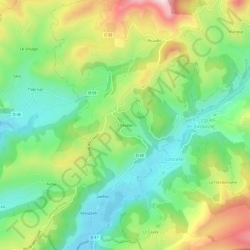 Mappa topografica Cheulles, altitudine, rilievo