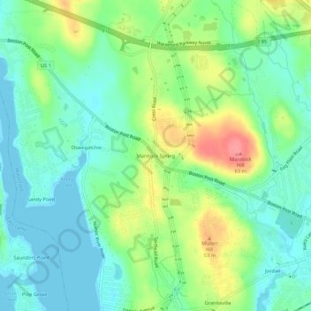 Mappa topografica Manitock Spring, altitudine, rilievo