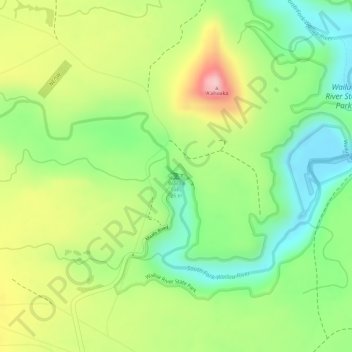 Mappa topografica Wailua Falls, altitudine, rilievo