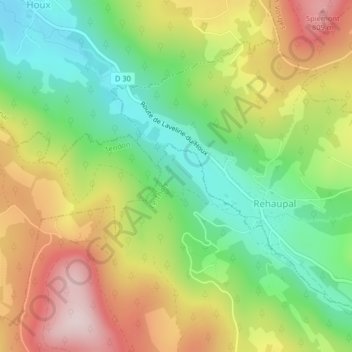 Mappa topografica Bas du Rupt de la Grange, altitudine, rilievo