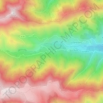 Mappa topografica Les Fourniols, altitudine, rilievo