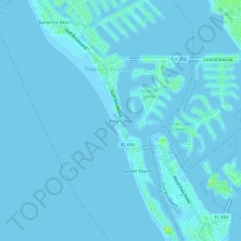 Mappa topografica Boca Ciega, altitudine, rilievo