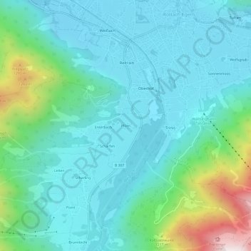 Mappa topografica Pförn, altitudine, rilievo