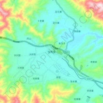 Mappa topografica 宝秀镇, altitudine, rilievo