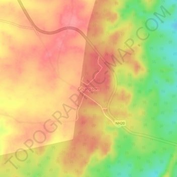 Mappa topografica Ghatgaon, altitudine, rilievo