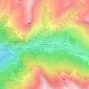 Mappa topografica La Chiserette, altitudine, rilievo