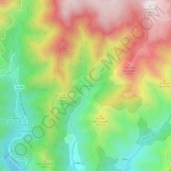 Mappa topografica Le Mazoyer, altitudine, rilievo