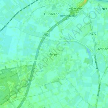 Mappa topografica Herpen, altitudine, rilievo